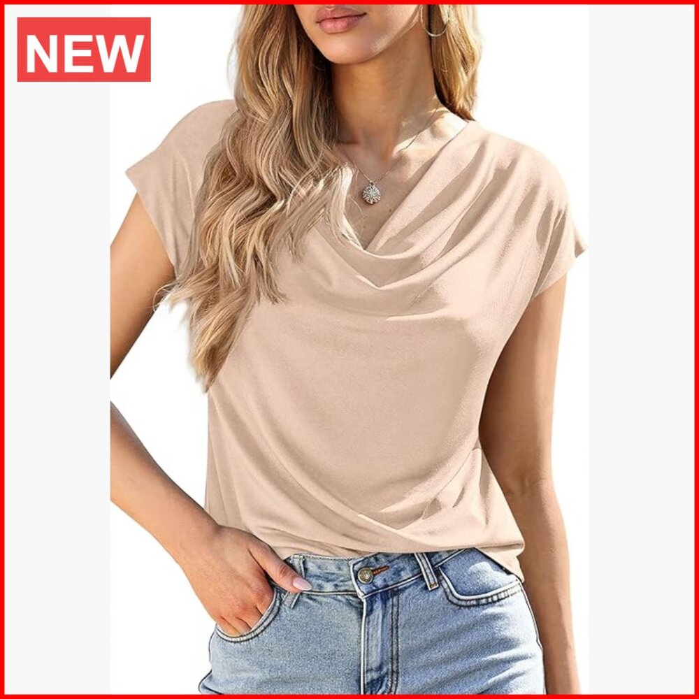 Cowl Neck Cap Sleeve Blouse 65% Viscose 27% Polyester 8% Elastane